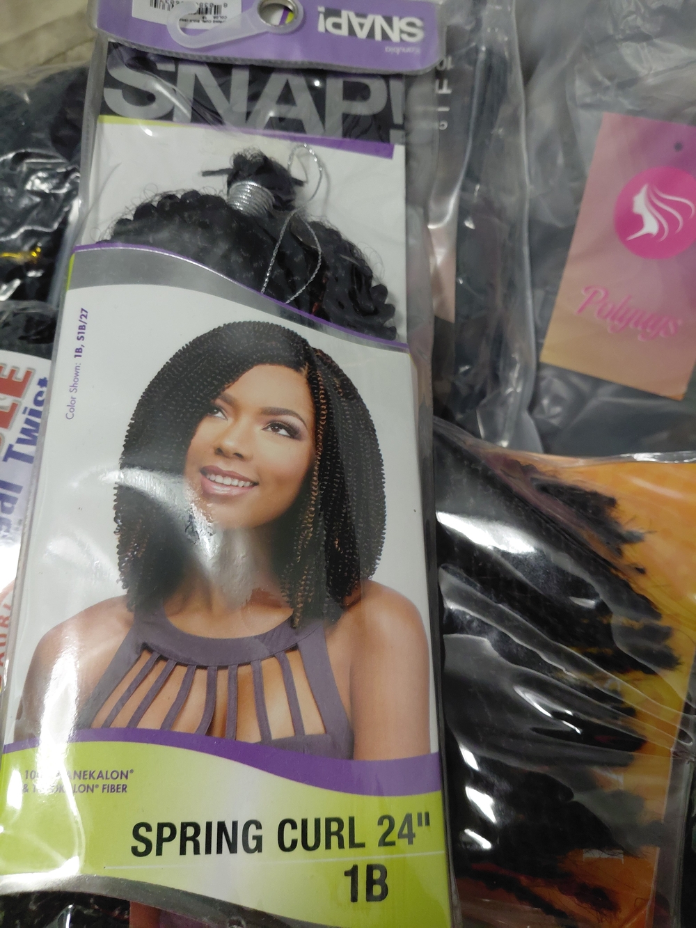 Snap Spring Curl 24" Synthetic Hair - 1B Black with Honey Highlights
